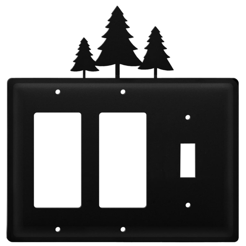 Village Wrought Iron EGGS-20 Triple Pine Trees Double GFI and Single Switch Cover CUSTOM Product