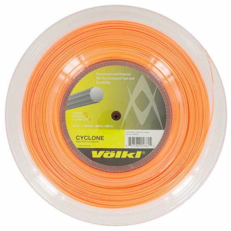 Vlkl Cyclone 200m Reel Tennis Racquet Strings 16g / 1.30mm – Fluro Orange