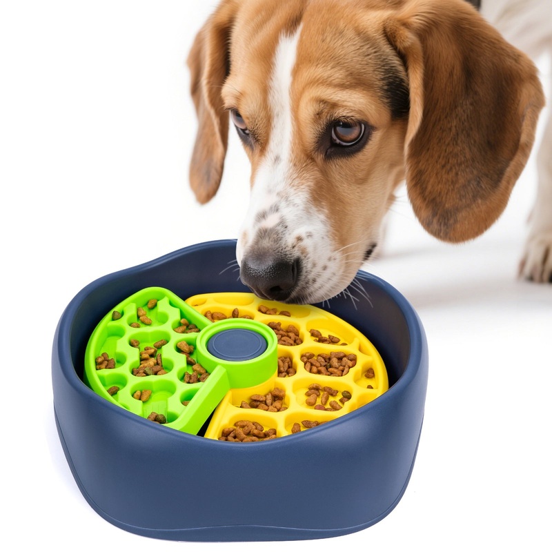 Yellow,Green and Blue Interactive Dog Puzzle Feeder Bowl – Slow Eating & Mental Stimulation Toy for Small Medium Breeds