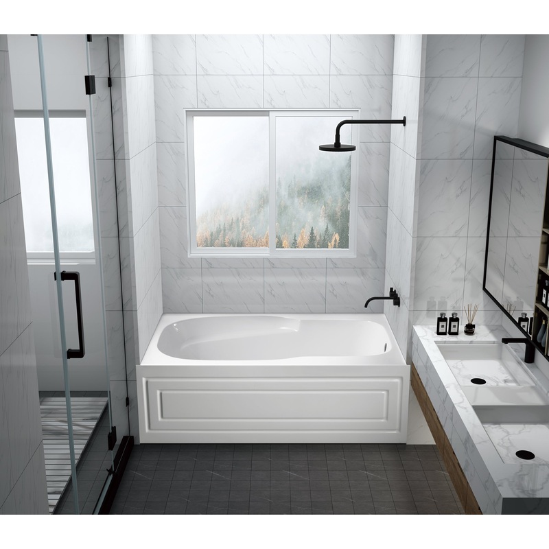 Aqua Eden VTAM6031R21B 60-Inch Anti-Skid Acrylic 3-Wall Alcove Tub with Arm Rest Right Hand Drain Hole, White