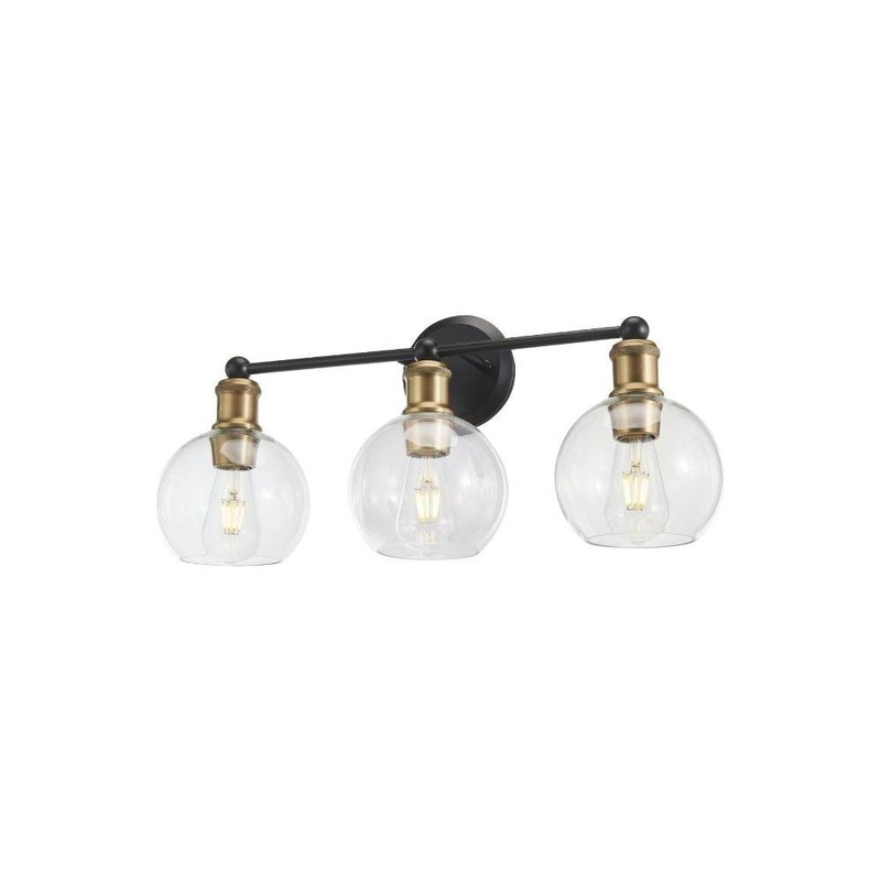 Ash 3-Light Vanity Wall Light Black & Aged Brass