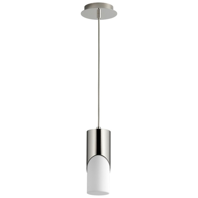 Ellipse Single-Light Short 3.5″ Mini Pendant with Acrylic Shade – Polished Nickel