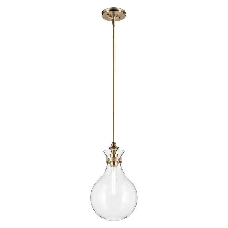 Laria 9.75″ 1-Light Pendant Champagne Bronze Clear Glass