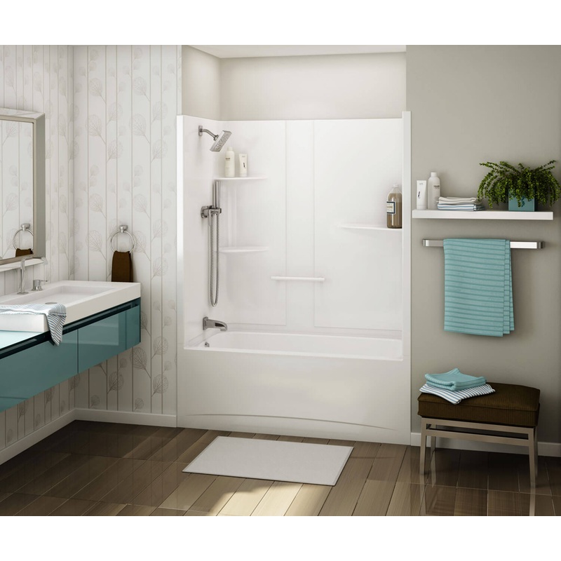 MAAX 107001-R-000-001 Allia TS-6032 Acrylic Alcove Right-Hand Drain One-Piece Tub Shower in White