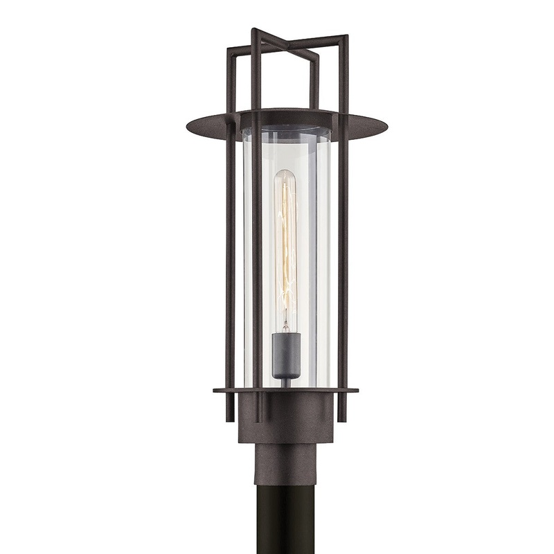 One Light Post Mount from the Carroll Park Collection in Bronze Finish by Troy Lighting