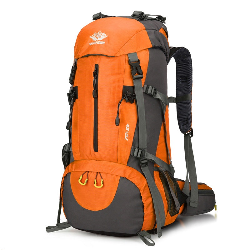 Orange 36-55L Outdoor Hiking Backpack – Durable Water Resistant Travel Bag for Trekking, Camping, and Adventure