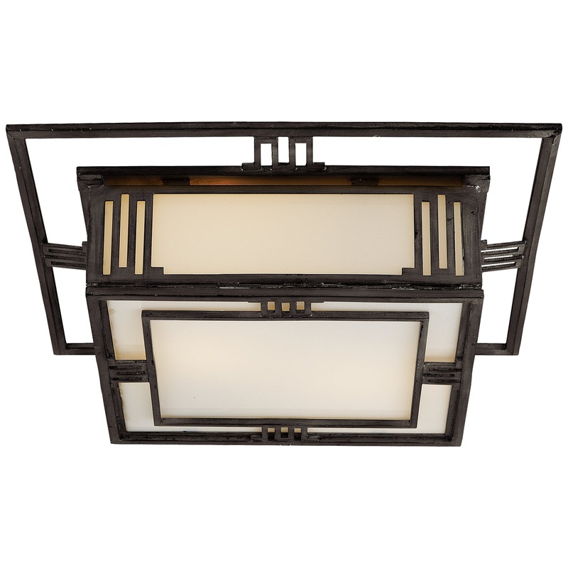 Two Light Flush Mount from the Enrique Collection in Aged Iron Finish by Visual Comfort Signature