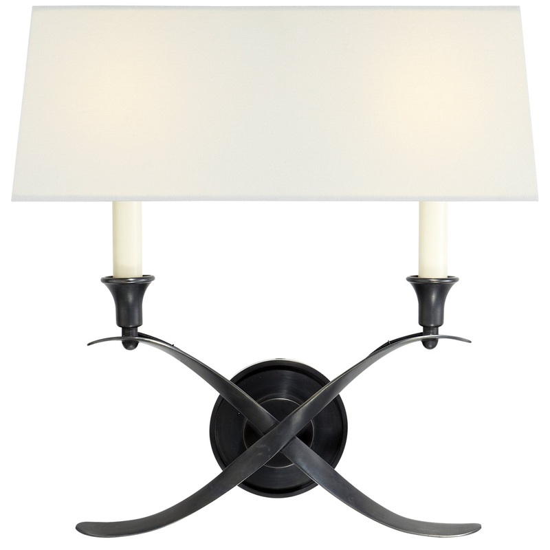 Two Light Wall Sconce from the Cross Bouillotte Collection in Bronze Finish by Visual Comfort Signature