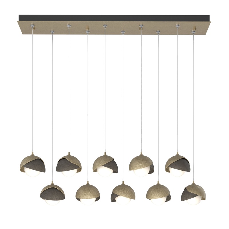 Brooklyn 10-Light Double Shade Pendant Soft Gold Dark Smoke