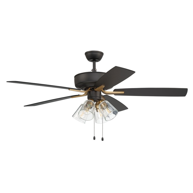 Craftmade P104FBSB5-52BWNFB Pro Plus 104 52″Ceiling Fan Flat Black/Satin Brass