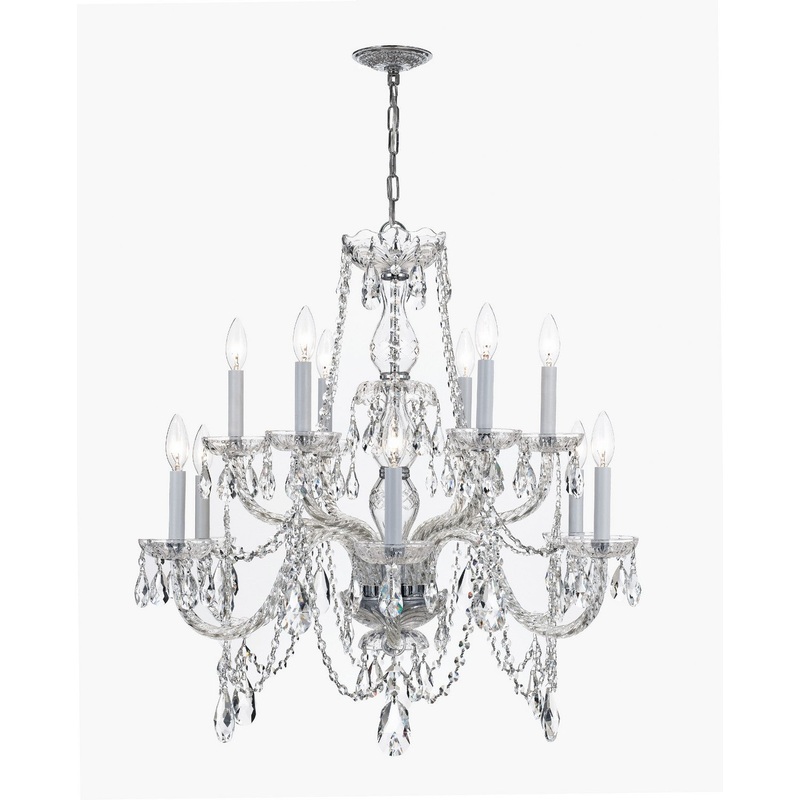 Crystorama 1135-CH-CL-S Traditional Crystal 12 Light Chandelier Polished Chrome