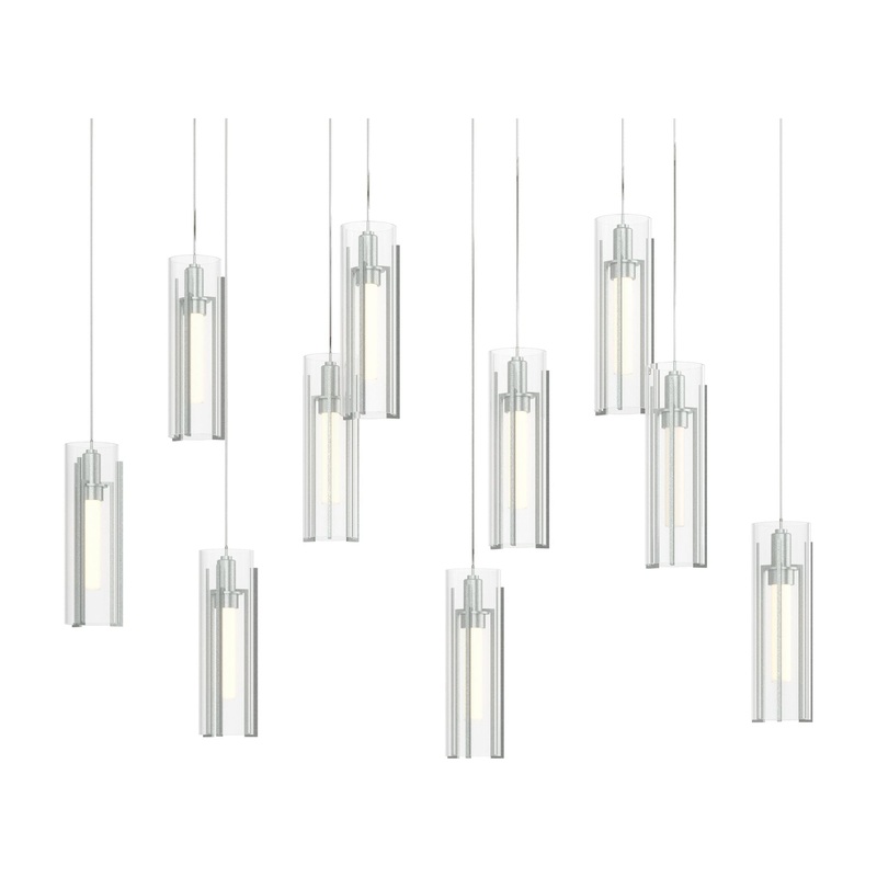 Exos Glass 10-Light Pendant Vintage Platinum Clear Glass (ZM)