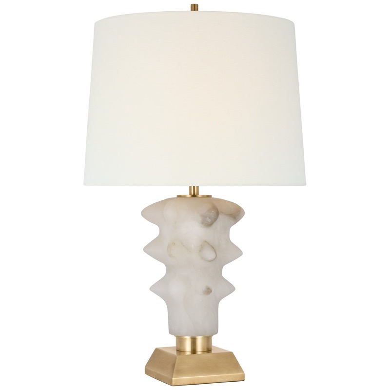 LED Table Lamp from the Luxor Collection in Alabaster And Hand-Rubbed Antique Brass Finish by Visual Comfort Signature