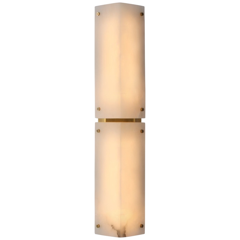 LED Wall Sconce from the Clayton Collection in Alabster and Hand-Rubbed Antique Brass Finish by Visual Comfort Signature
