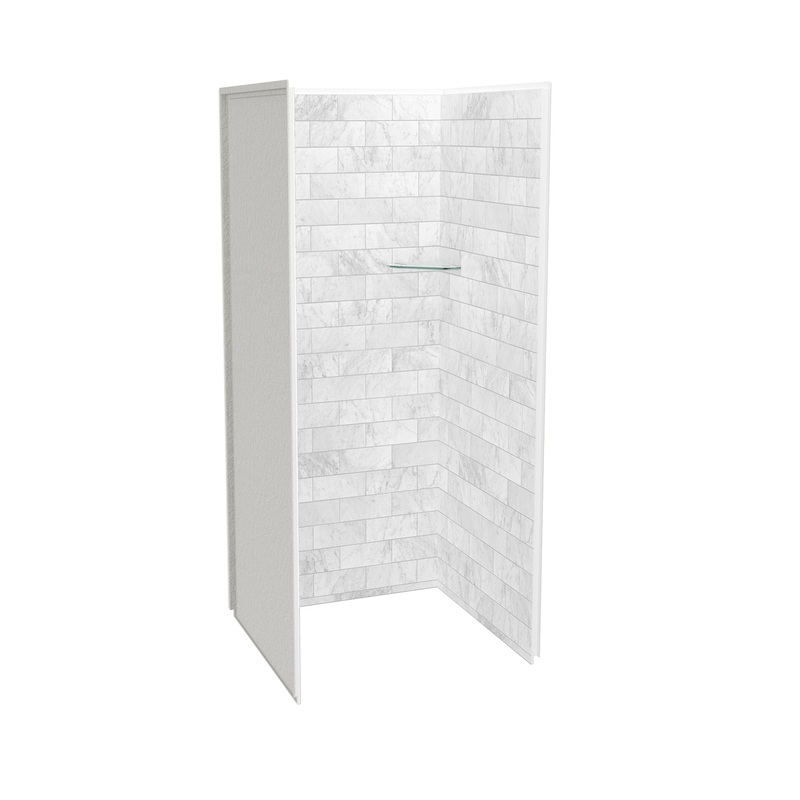 MAAX 107479-307-508 Utile 3636 Composite Direct-to-Stud Three-Piece Alcove Shower Wall Kit in Marble Carrara