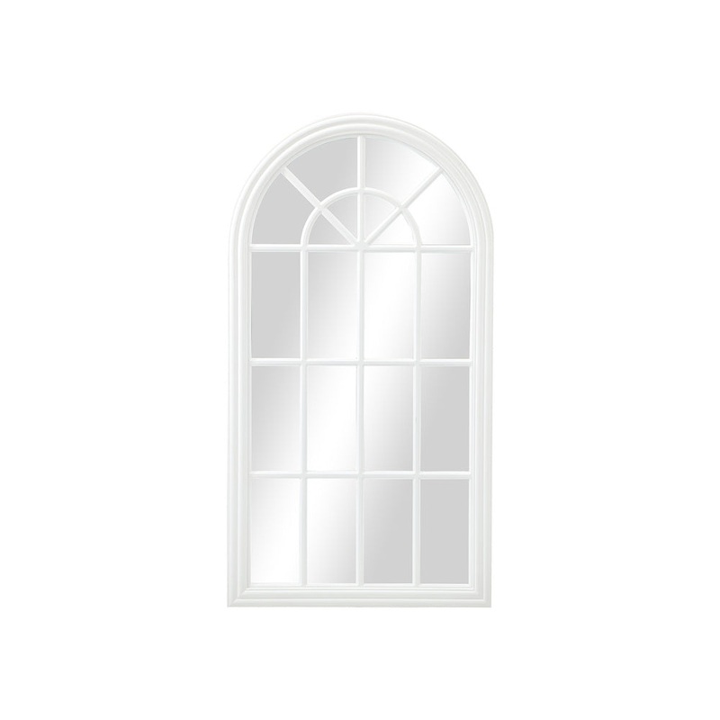Oikiture Window Mirror Arched Wall Mirrors 76x51cm Wooden White