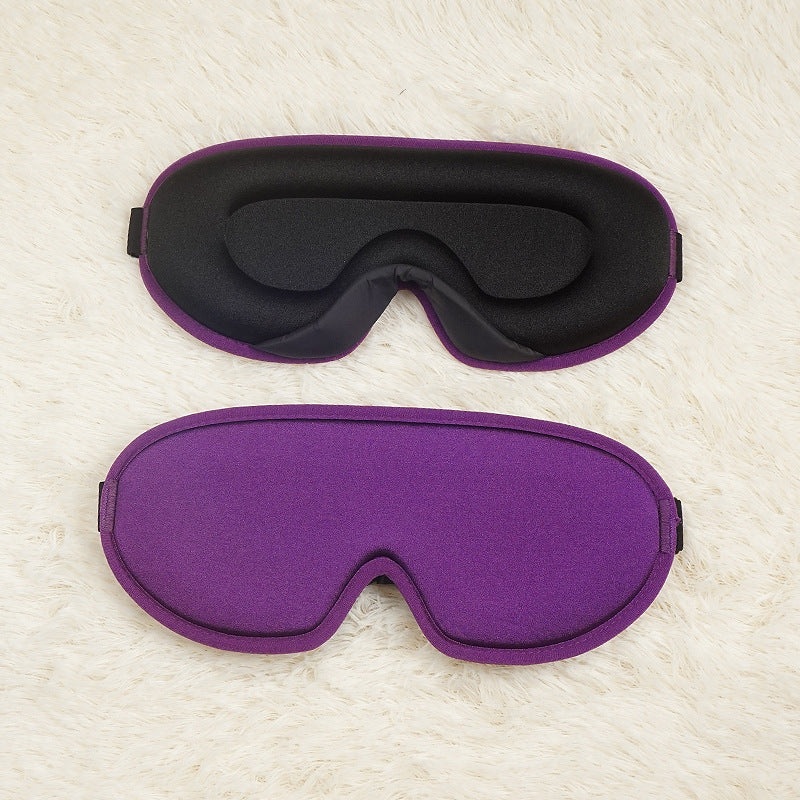 Purple Set of 2 3D Contoured Sleep Eye Masks – Total Blackout Memory Foam Blindfold with Lycra