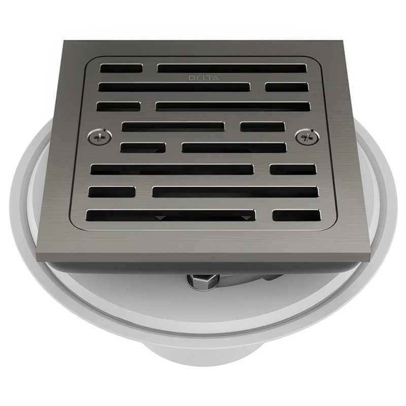 Shower Drain Tile-In Square 4 Inch Black Stainless PVC/Brass