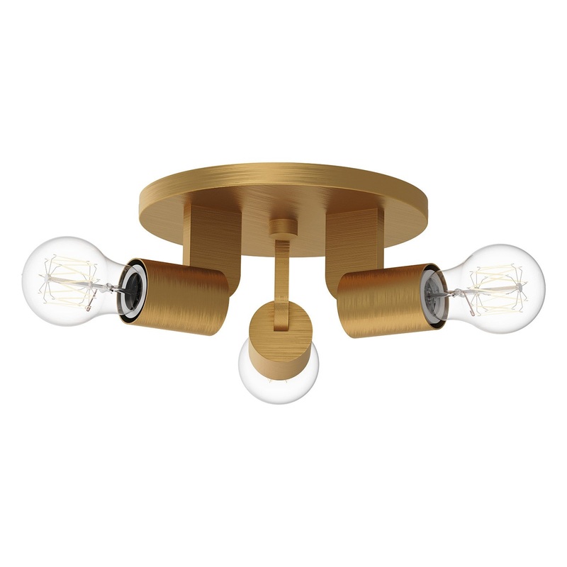 Three Light Semi-Flush Mount from the Claire Collection in Aged Gold|Matte Black Finish by Alora