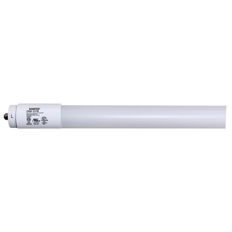 14 Watt T8 LED – Single Pin Base – CCT Selectable – PET Shatterproof Coated – White Finish – Type B – Ballast Bypass – 48 Inches – 120-277 Volt Light Bulb by Satco