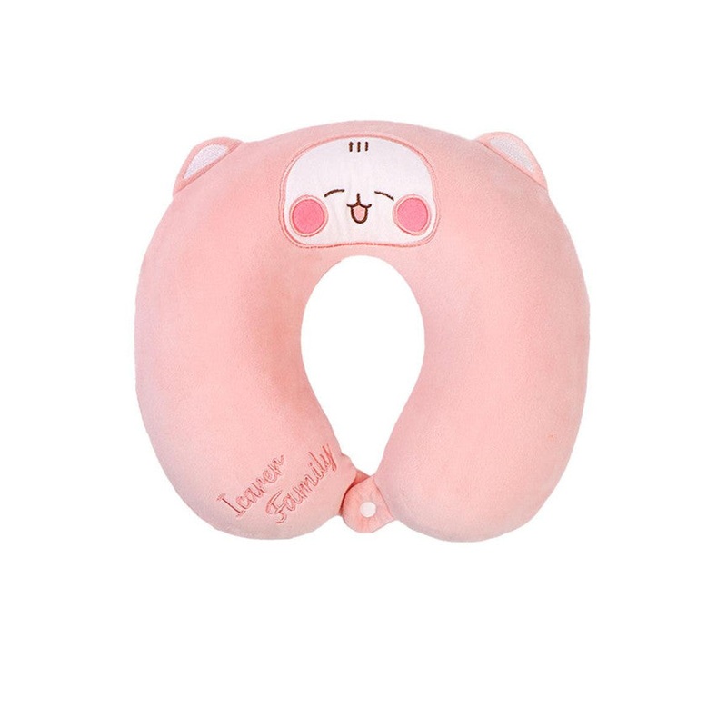 2-in-1 Convertible Eye Mask & Travel Neck Pillow Set – Plush Fabric with Snap Closure(pink)