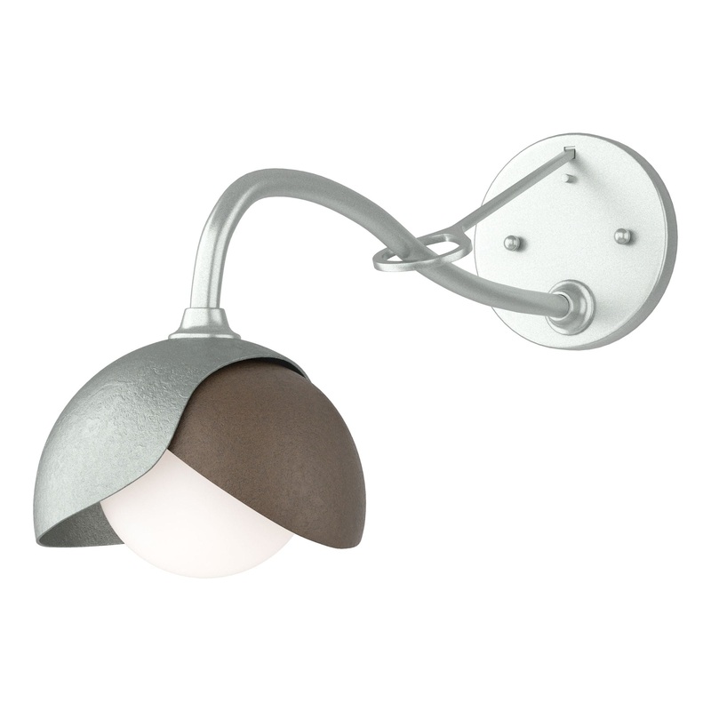 Brooklyn 1-Light Double Shade Long-Arm Sconce Vintage Platinum Bronze