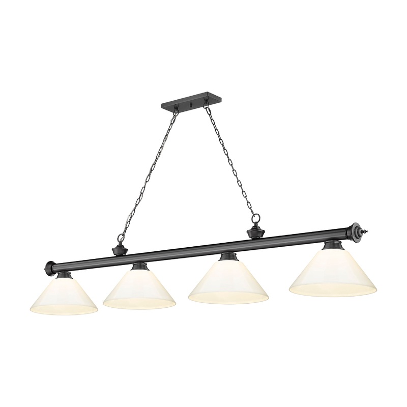 Cordon 4-Light Billiard Bronze Plate Cone White Plastic