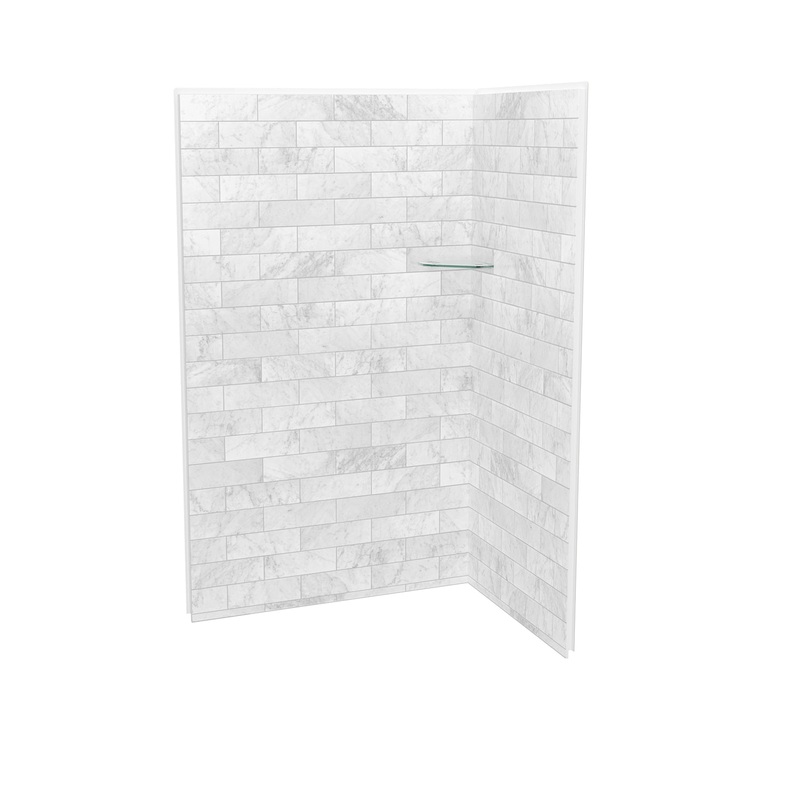 MAAX 107462-307-508 Utile 4836 Composite Direct-to-Stud Two-Piece Corner Shower Wall Kit in Marble Carrara