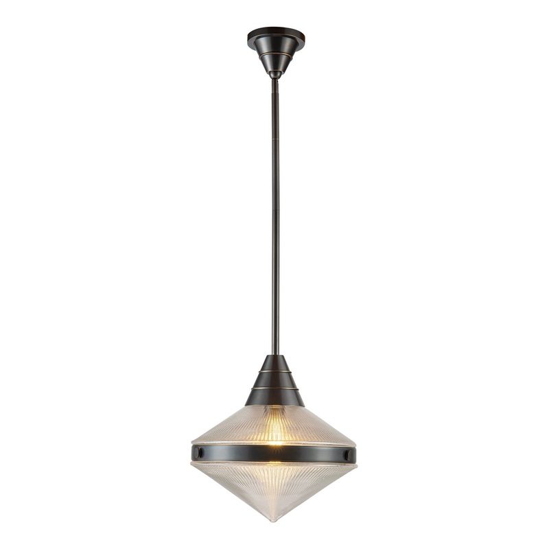 One Light Pendant from the Willard Collection in Urban Bronze/Clear Prismatic Glass Finish by Alora