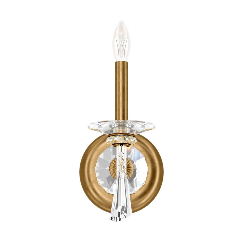 One Light Wall Sconce from the Savannah Collection by Schonbek Heirloom Gold Clear Heritage Crystal