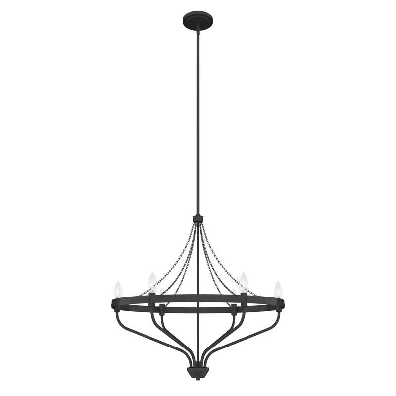 Six Light Chandelier from the Merlin Collection in Rustic Iron Finish by Hunter