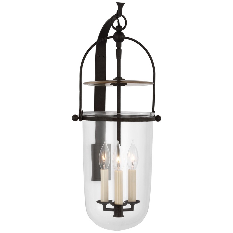 Three Light Wall Mount from the Lorford Collection in Aged Iron Finish by Visual Comfort Signature