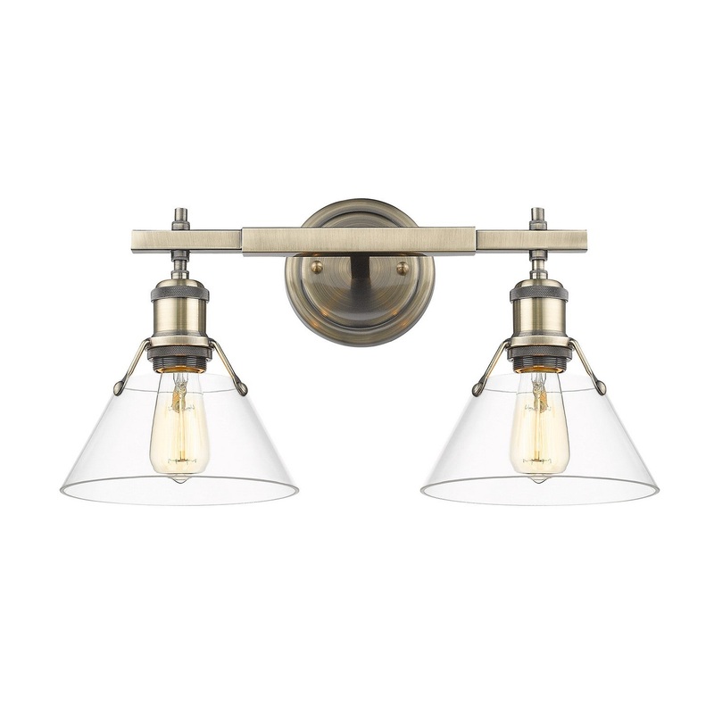 Two Light Bath Vanity from the Orwell Collection in Aged Brass Finish by Golden