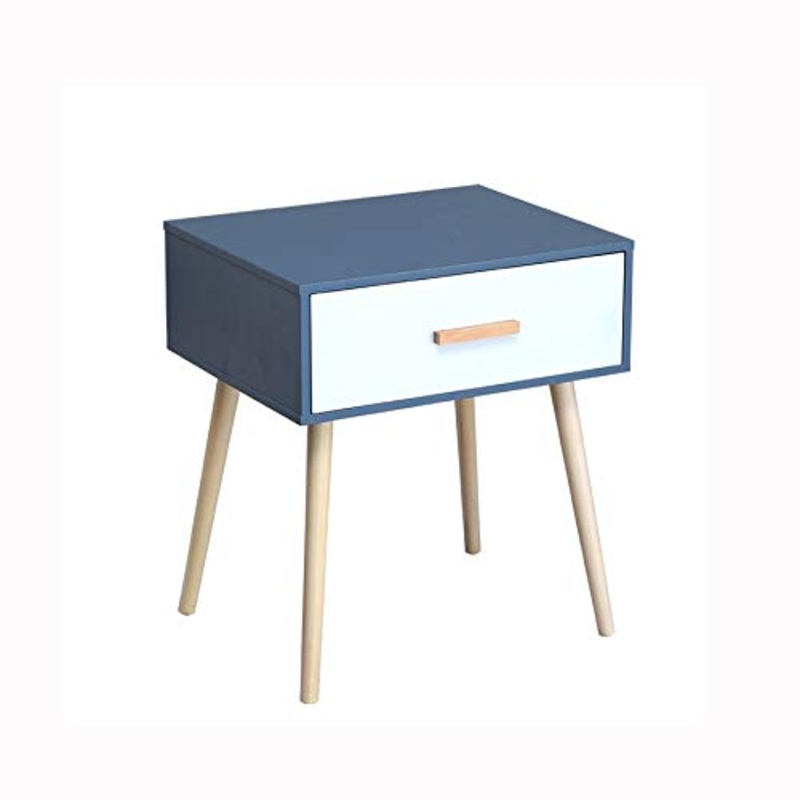 WALNUTA Comodino Tutto in Legno massello, Mini Comodino Semplice e Moderno con Design a Quattro Gambe, cassetto Singolo