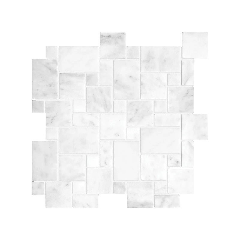 Bianco Venatino Mini Versailles Polished Marble Natural Stone Mosaics. 1 Sheet = Sq. Ft. (76-261)