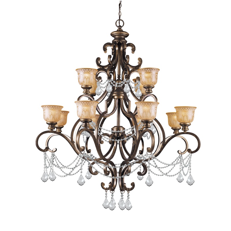 Crystorama 7512-BU-CL-SAQ Norwalk 12 Light Chandelier Bronze Umber