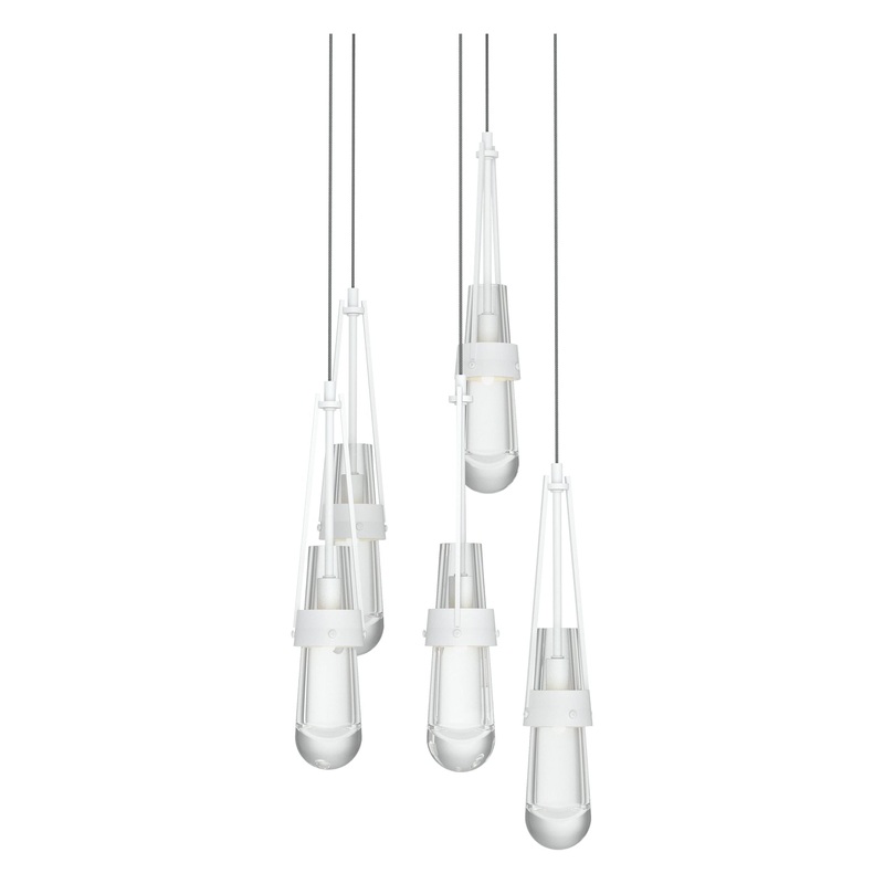 Link 5-Light Clear Glass Pendant White