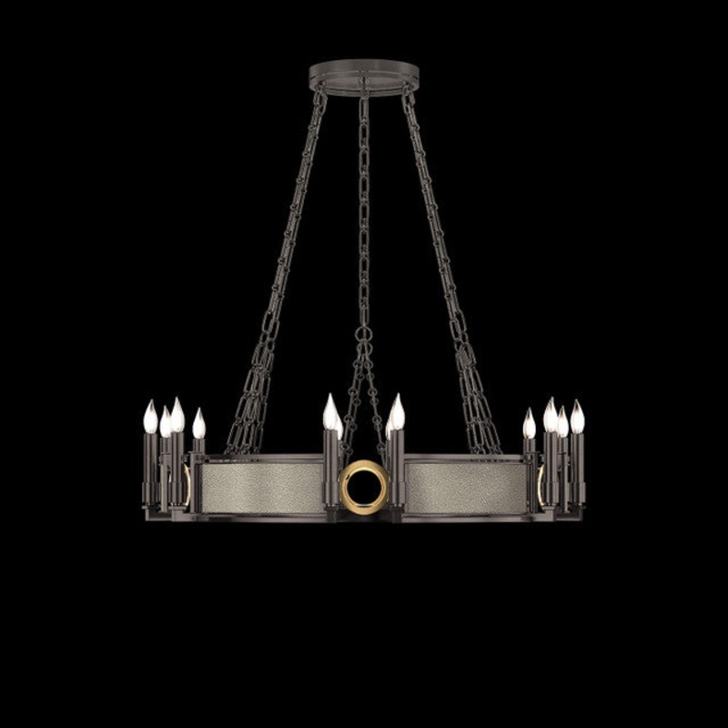 Mirage 35.75″W Round Chandelier Midnight Steel/Brass/Coco