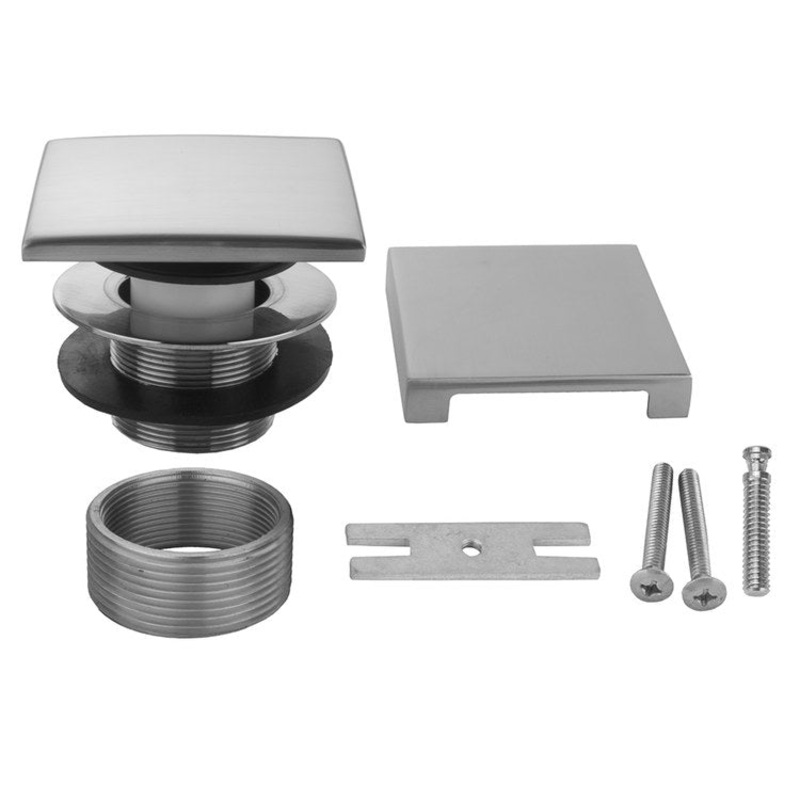 Tub Drain Square Top Toe Control Tub with Square No Hole Faceplate Polished Nickel Spring Loaded Brass