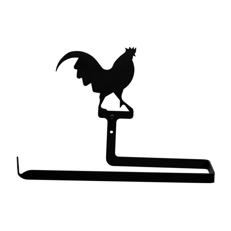 Village Wrought Iron PT-B-1 Rooster Paper Towel Holder Horizontal Wall Mount