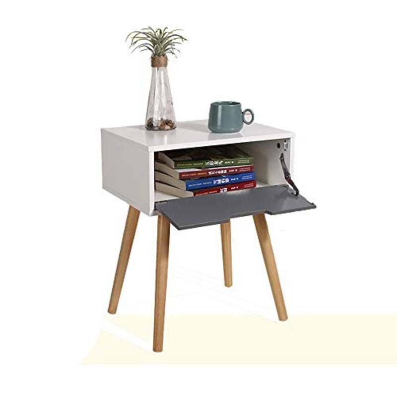 WJJ Comodino Camera da Ltto Moderno Bianco Comodino in Legno Massello da Letto Bedside Governo di Immagazzinaggio Grande capacit di Archiviazione Comodino Side Angle 49.5X30X50.5CM Comodino Sospeso