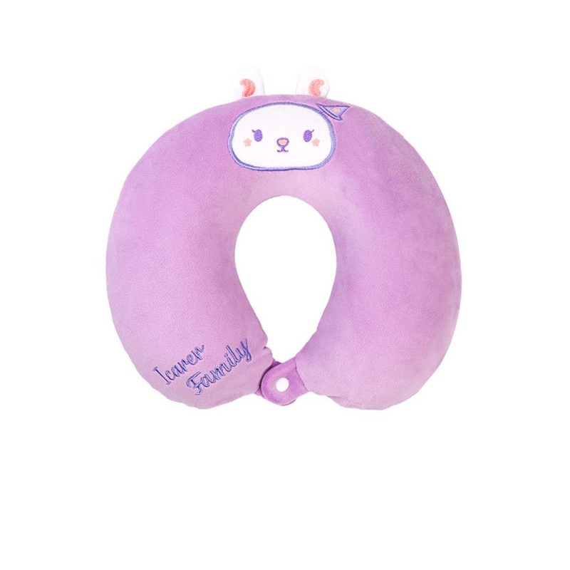 2-in-1 Convertible Eye Mask & Travel Neck Pillow Set – Plush Fabric with Snap Closure(purple)