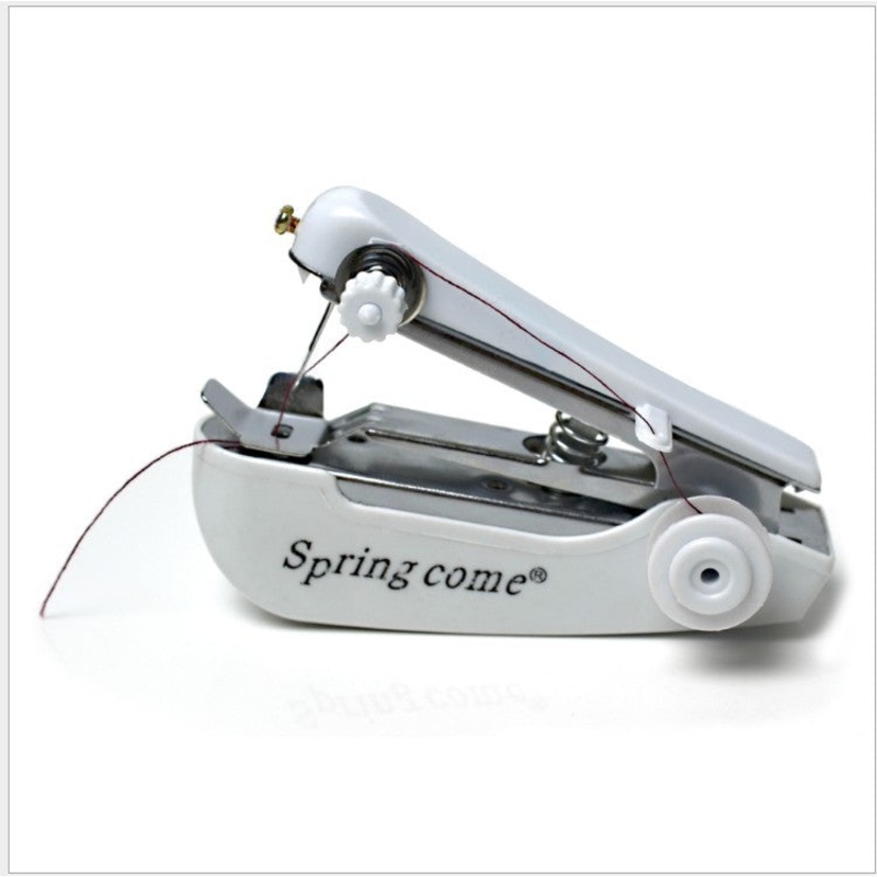 2 Pcs White Portable Mini Handheld Sewing Machine – Manual Stitching Tool for Quick Fabric Repairs