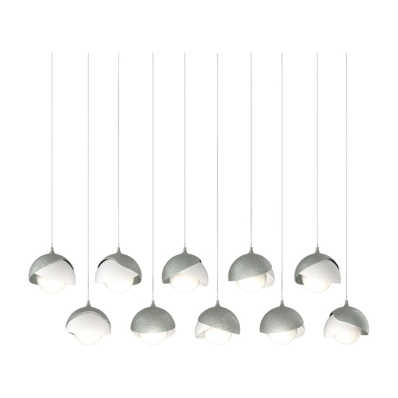 Brooklyn 10-Light Double Shade Pendant Vintage Platinum White