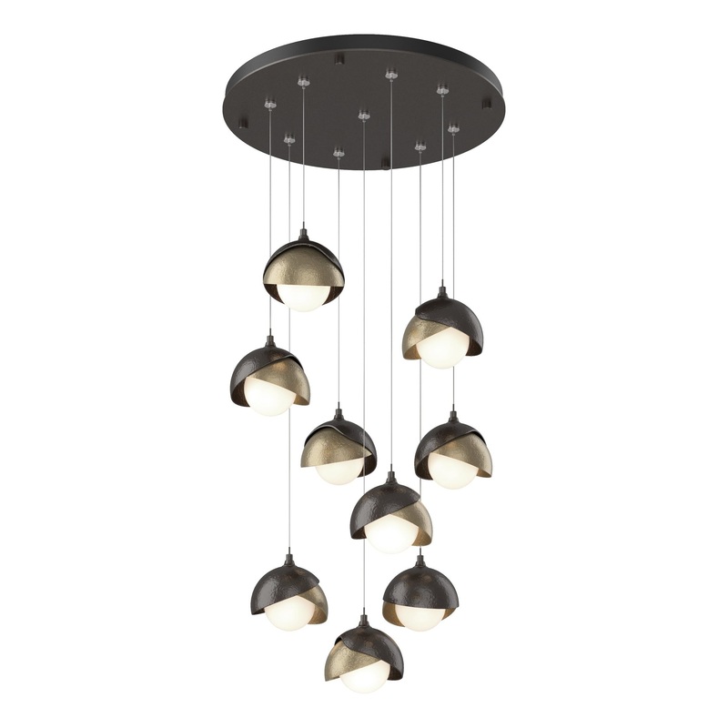 Brooklyn 9-Light Double Shade Pendant Oil Rubbed Bronze Soft Gold