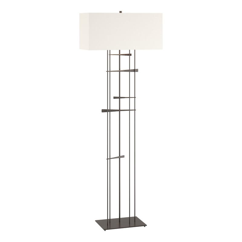 Cavaletti Floor Lamp Oil Rubbed Bronze Natural Anna Shade (SF)