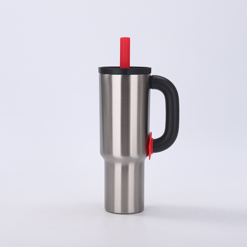 Natural Steel 40oz Macron Stainless Steel Insulated Tumbler with Handle and Straw – 14.8 x 10.5 x 28 cm Large Capacity Car-Friendly Travel Mug
