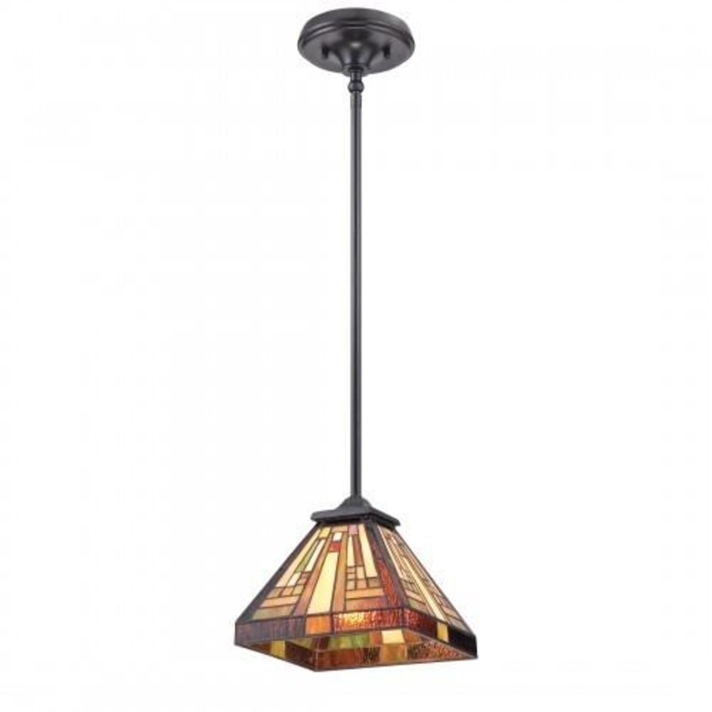 Quoizel TFST1508VB Stephen Tiffany mini pendant 8″sq vintage bronze Mini Pendant