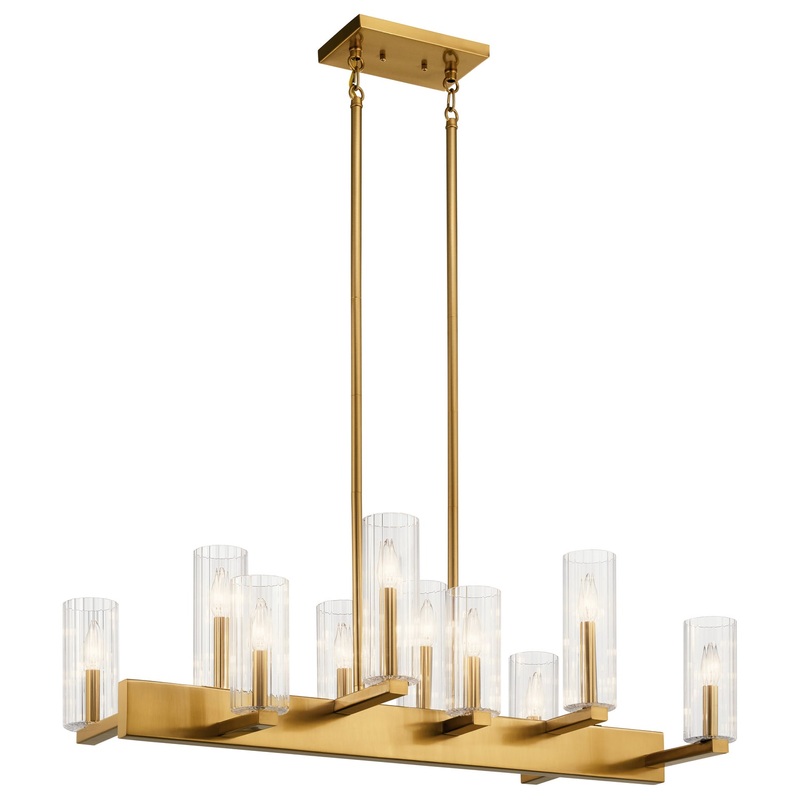 Ten Light Linear Chandelier from the Cleara Collection in Fox Gold Finish by Kichler