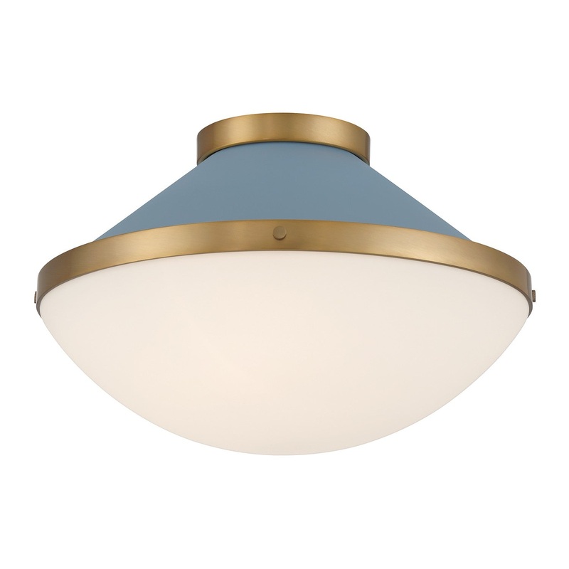 Two Light Flush Mount from the Xander Collection in Vibrant Gold/Blue Finish by Crystorama